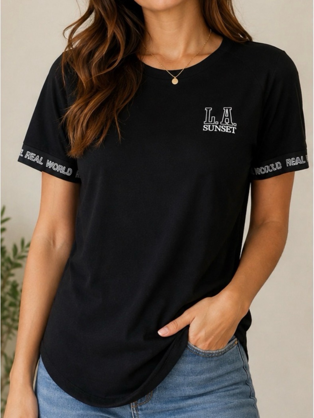 Bershka NWT Black LA Sunset Graphic T-Shirt Top XS